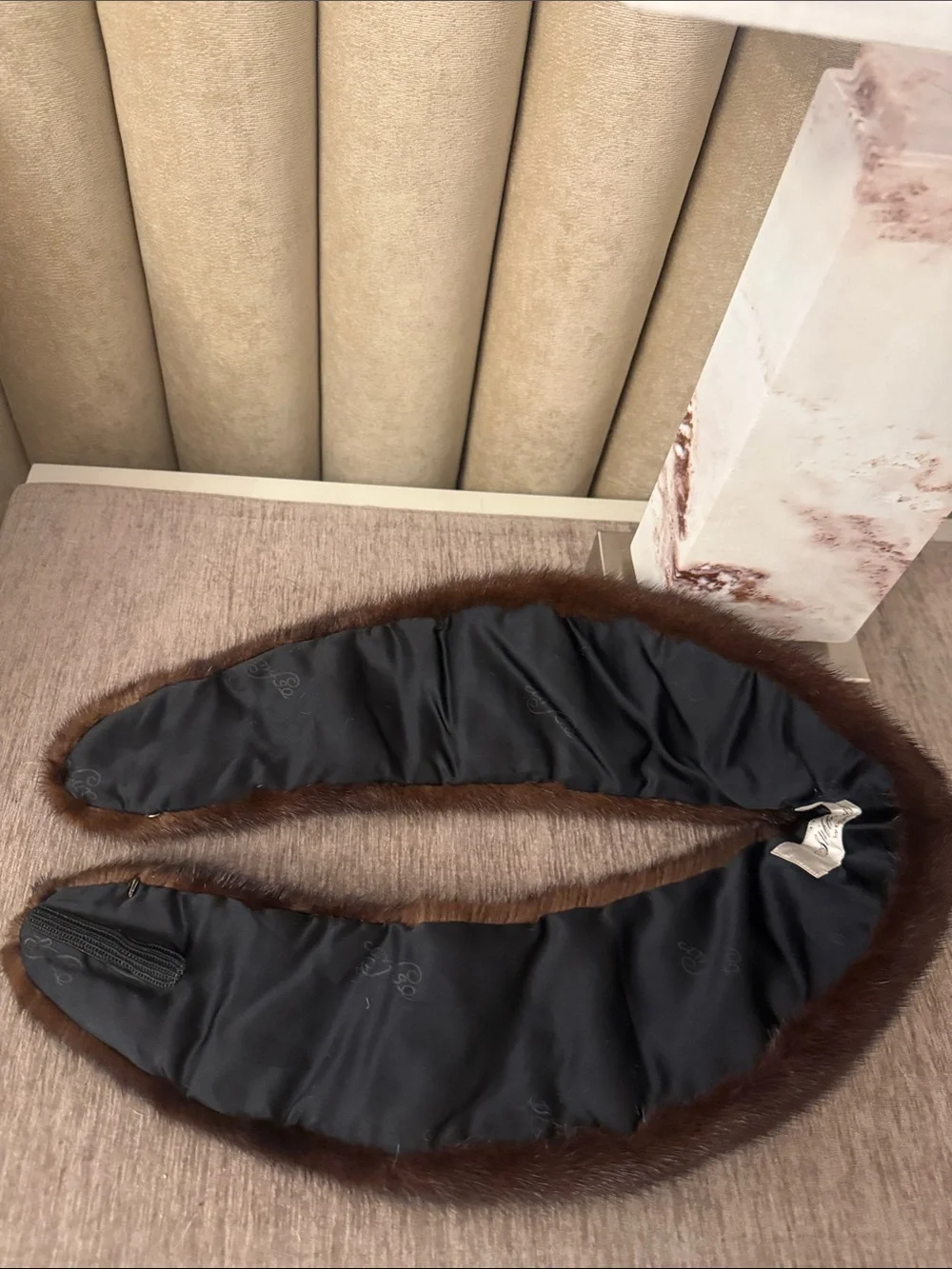 Real mink fur collar clip on